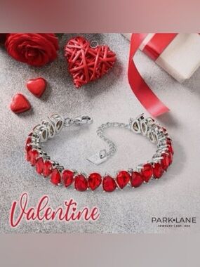 Retired Park Lane Valentine Heart Impression Bracelet Red Crystal NEW Rare